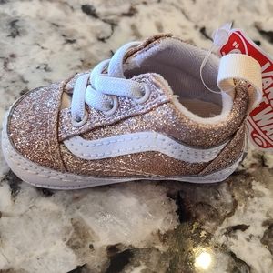 Old Skool Crib Vans - pink glitter